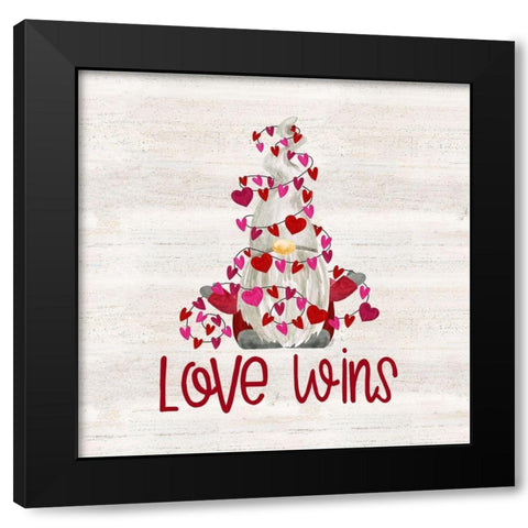 Valentine  Gnomes VII-Love Wins Black Modern Wood Framed Art Print by Reed, Tara