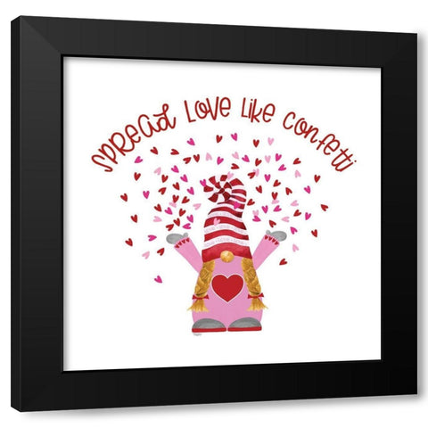 Valentine  Gnomes on white II-Confetti Black Modern Wood Framed Art Print with Double Matting by Reed, Tara