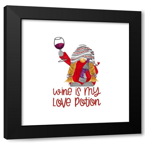 Valentine  Gnomes on white VI-Love Potion Black Modern Wood Framed Art Print with Double Matting by Reed, Tara