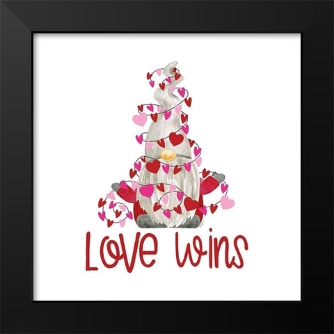 Valentine  Gnomes on white VII-Love Wins Black Modern Wood Framed Art Print by Reed, Tara