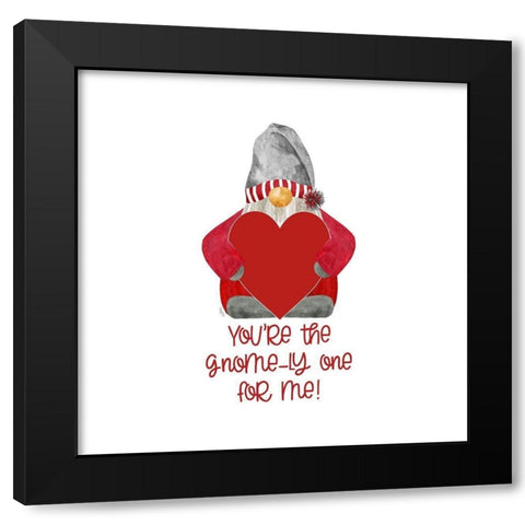 Valentine  Gnomes on white X-Gnomely One Black Modern Wood Framed Art Print with Double Matting by Reed, Tara