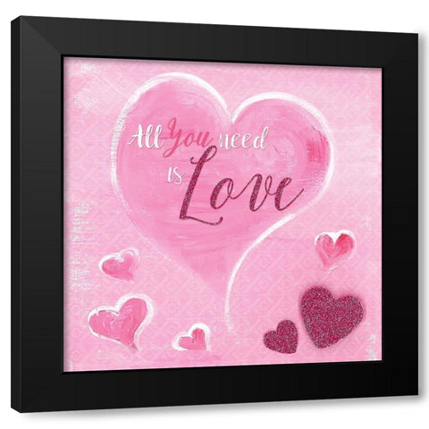All You Need is Love Black Modern Wood Framed Art Print with Double Matting by Lee C
