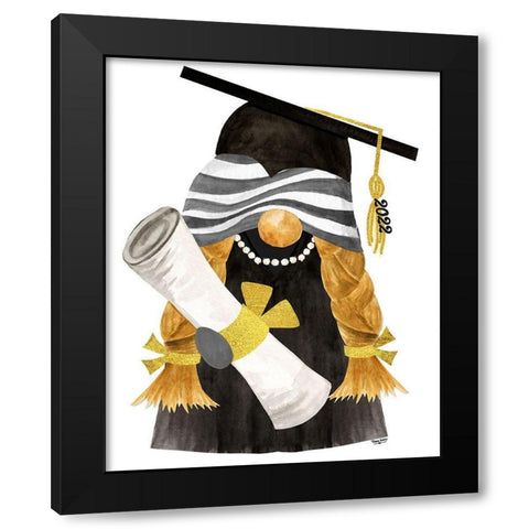 Graduation Gnome portrait I Black Modern Wood Framed Art Print with Double Matting by Reed, Tara