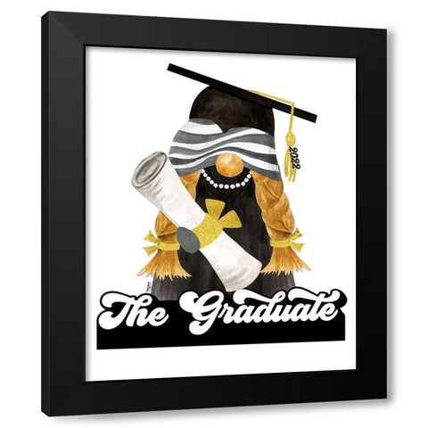 Graduation Gnome portrait II Black Modern Wood Framed Art Print with Double Matting by Reed, Tara