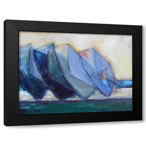 Boats Waiting Black Modern Wood Framed Art Print by Marie, Susanne