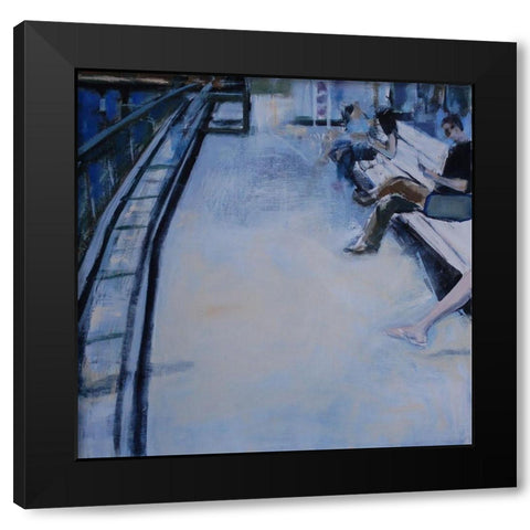 Ferry Crossing Black Modern Wood Framed Art Print with Double Matting by Marie, Susanne