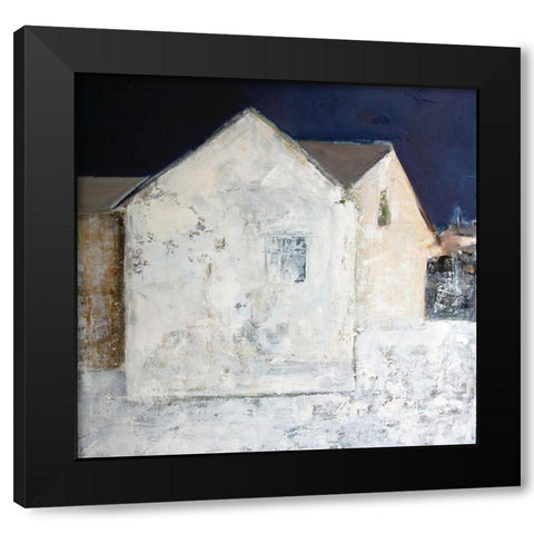 Winter White Black Modern Wood Framed Art Print with Double Matting by Marie, Susanne