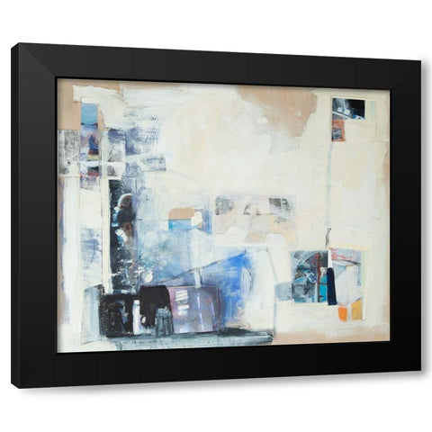 Shifting Blues Black Modern Wood Framed Art Print by Marie, Susanne