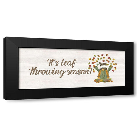 Fall Gnomes Sentiment panel II-Leaf Throwing Black Modern Wood Framed Art Print by Reed, Tara
