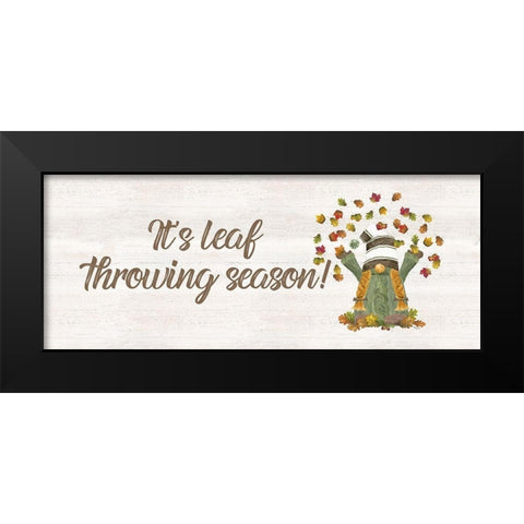 Fall Gnomes Sentiment panel II-Leaf Throwing Black Modern Wood Framed Art Print by Reed, Tara