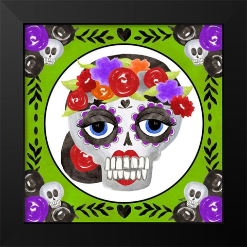 Day of the Dead I Black Modern Wood Framed Art Print by Reed, Tara