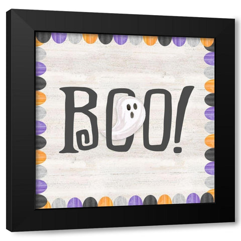 Sit a Spell Sentiment I-Boo Black Modern Wood Framed Art Print by Reed, Tara