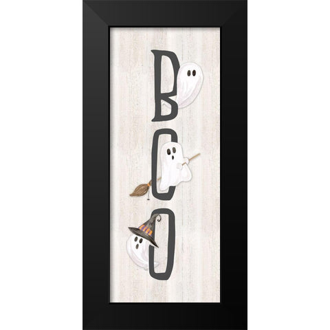 Sit a Spell Sentiment vertical I-Boo Black Modern Wood Framed Art Print by Reed, Tara