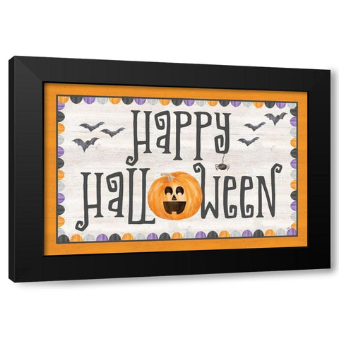 Sit a Spell Sentiment landscape II-Happy Halloween Black Modern Wood Framed Art Print with Double Matting by Reed, Tara