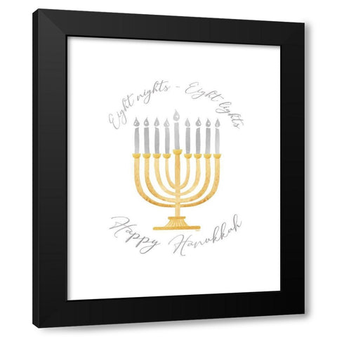 Festival of Lights portrait I-Gold Menorah Black Modern Wood Framed Art Print by Reed, Tara