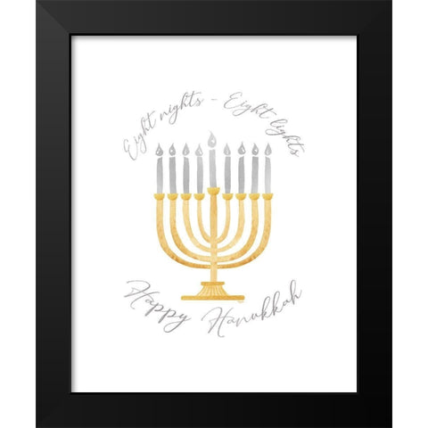 Festival of Lights portrait I-Gold Menorah Black Modern Wood Framed Art Print by Reed, Tara