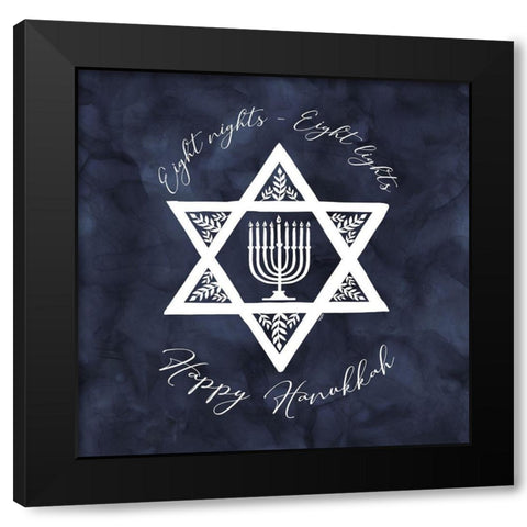 Hanukkah Lights II-8 Nights 8 Lights Black Modern Wood Framed Art Print with Double Matting by Reed, Tara