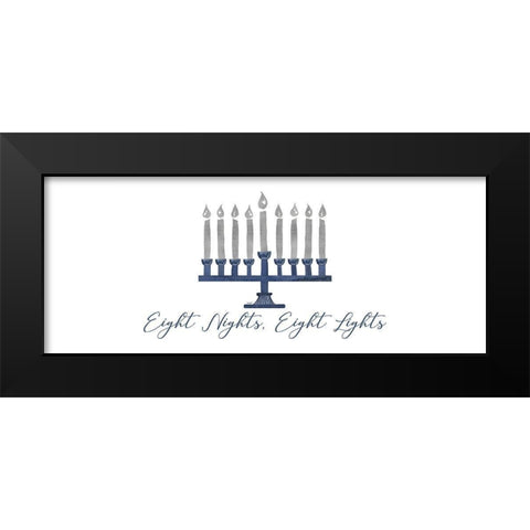 Hanukkah Lights panel I-8 Nights 8 Lights Black Modern Wood Framed Art Print by Reed, Tara