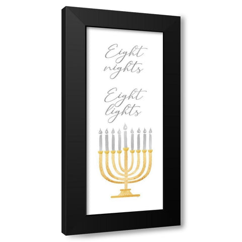 Hanukkah Lights vertical I-8 Nights 8 Lights Black Modern Wood Framed Art Print with Double Matting by Reed, Tara