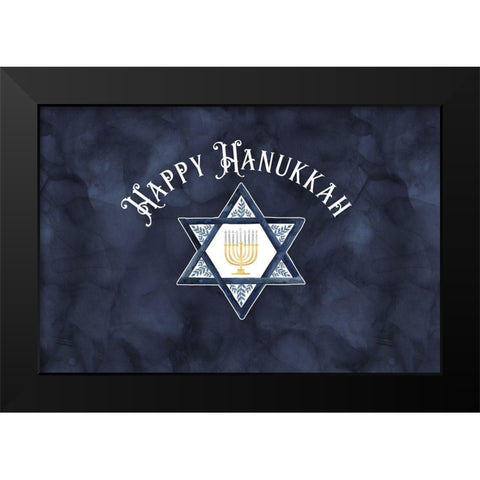 Hanukkah Lights landscape-Happy Hanukkah Black Modern Wood Framed Art Print by Reed, Tara