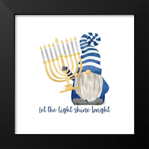 Hanukkah Gnomes II-Light Shine Bright Black Modern Wood Framed Art Print by Reed, Tara