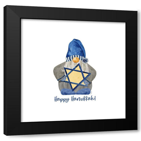 Hanukkah Gnomes III-Star of David Black Modern Wood Framed Art Print with Double Matting by Reed, Tara