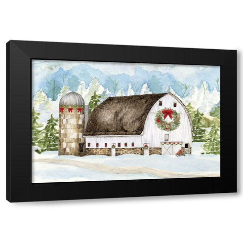Christmas Barn landscape II Black Modern Wood Framed Art Print with Double Matting by Reed, Tara