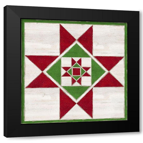 Christmas Quilt Block III Black Modern Wood Framed Art Print with Double Matting by Reed, Tara