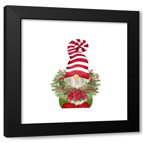 Gnome for Christmas icon I Black Modern Wood Framed Art Print by Reed, Tara