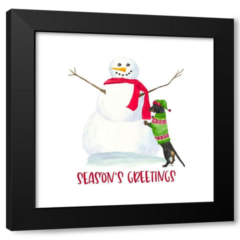 Dog Days of Christmas icon III-Seasons Greetings Black Modern Wood Framed Art Print with Double Matting by Reed, Tara