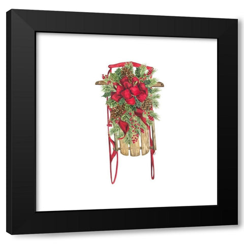 Home for the Holidays icon V-Christmas Sled Black Modern Wood Framed Art Print by Reed, Tara