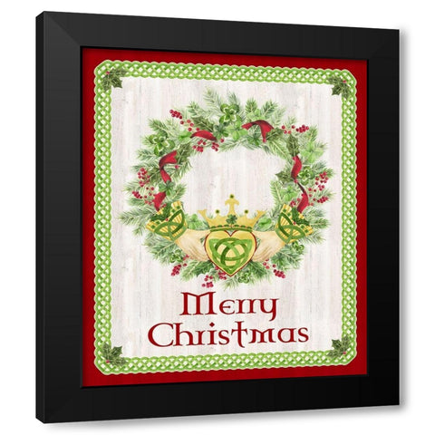 Irish Christmas portrait I-Claddagh Wreath Black Modern Wood Framed Art Print with Double Matting by Reed, Tara