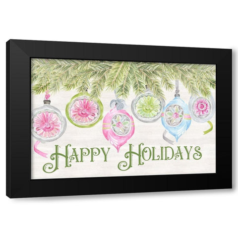 Vintage Christmas landscape I-Happy Holidays Black Modern Wood Framed Art Print by Reed, Tara