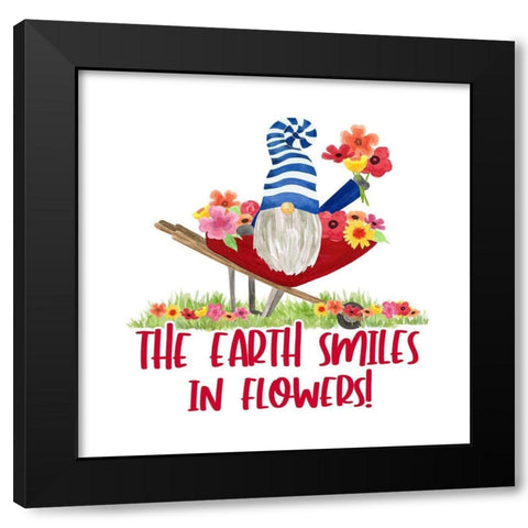 Gardening Gnomes Sentiment II-Earth Smiles Black Modern Wood Framed Art Print with Double Matting by Reed, Tara