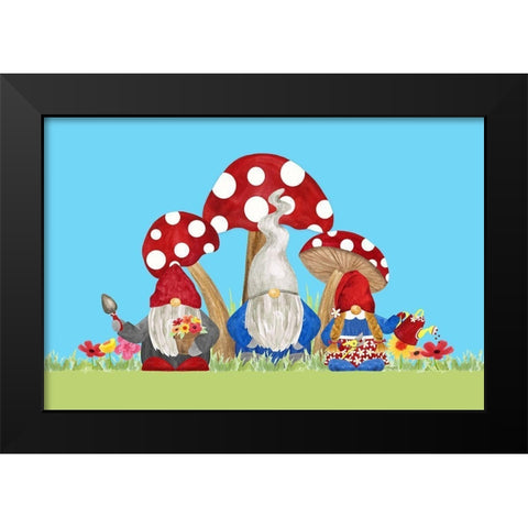 Gardening Gnomes landscape I Black Modern Wood Framed Art Print by Reed, Tara