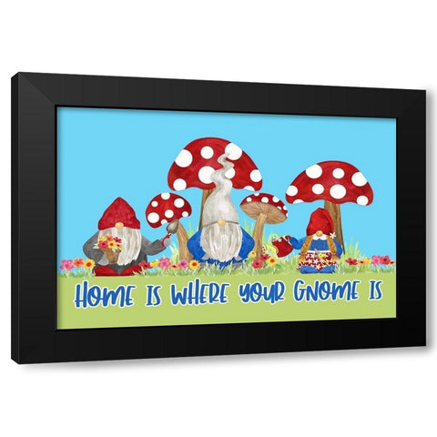 Gardening Gnomes landscape II-Home is Black Modern Wood Framed Art Print with Double Matting by Reed, Tara