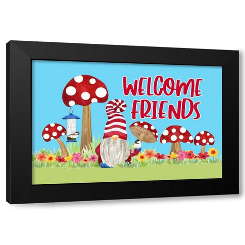 Gardening Gnomes landscape III-Welcome Friends Black Modern Wood Framed Art Print by Reed, Tara