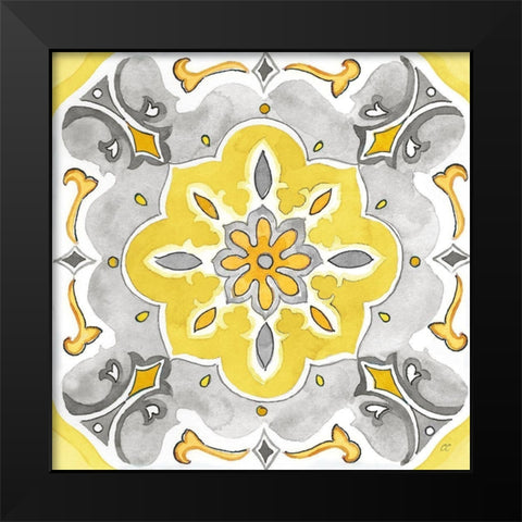 Jewel Medallion yellow gray III Black Modern Wood Framed Art Print by Coulter, Cynthia