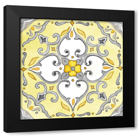 Jewel Medallion yellow gray IV Black Modern Wood Framed Art Print by Coulter, Cynthia