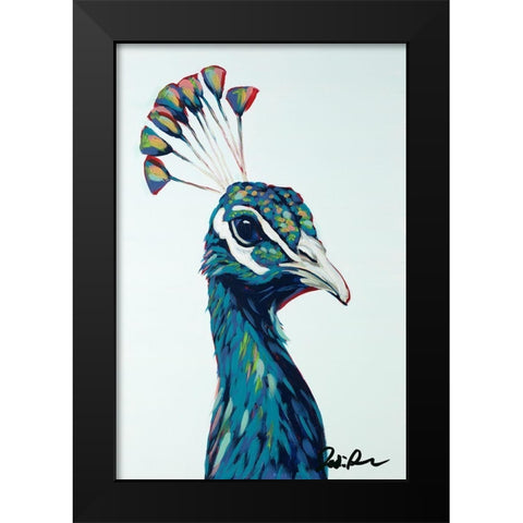 Pop Peacock I Black Modern Wood Framed Art Print by Augustine, Jodi