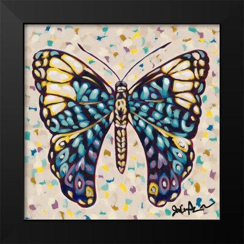 Pop Butterfly II Black Modern Wood Framed Art Print by Augustine, Jodi