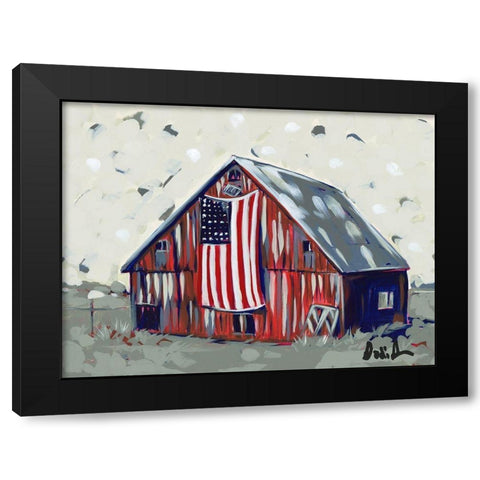 Farm Pop Barn I-Flag Black Modern Wood Framed Art Print with Double Matting by Augustine, Jodi