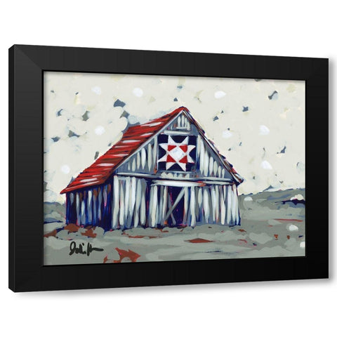 Farm Pop Barn II-Quilt Black Modern Wood Framed Art Print with Double Matting by Augustine, Jodi