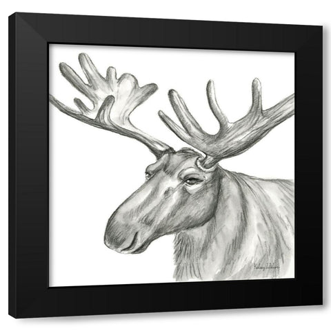 Watercolor Pencil Forest I-Moose Black Modern Wood Framed Art Print by Wilson, Kelsey