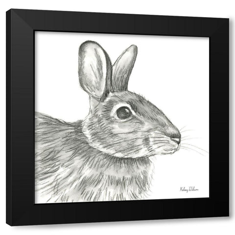 Watercolor Pencil Forest II-Rabbit Black Modern Wood Framed Art Print by Wilson, Kelsey