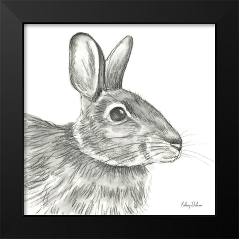Watercolor Pencil Forest II-Rabbit Black Modern Wood Framed Art Print by Wilson, Kelsey