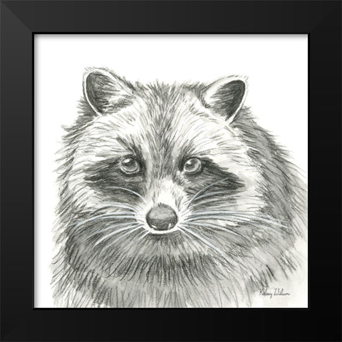 Watercolor Pencil Forest VI-Raccoon Black Modern Wood Framed Art Print by Wilson, Kelsey