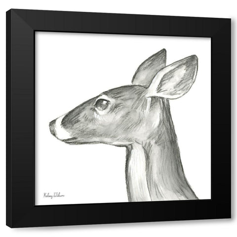 Watercolor Pencil Forest VII-Doe Black Modern Wood Framed Art Print by Wilson, Kelsey