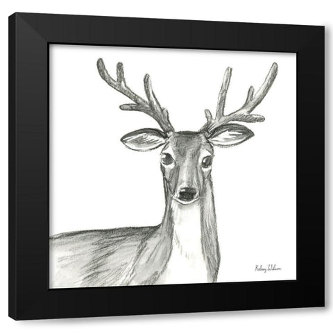 Watercolor Pencil Forest VIII-Deer Black Modern Wood Framed Art Print by Wilson, Kelsey