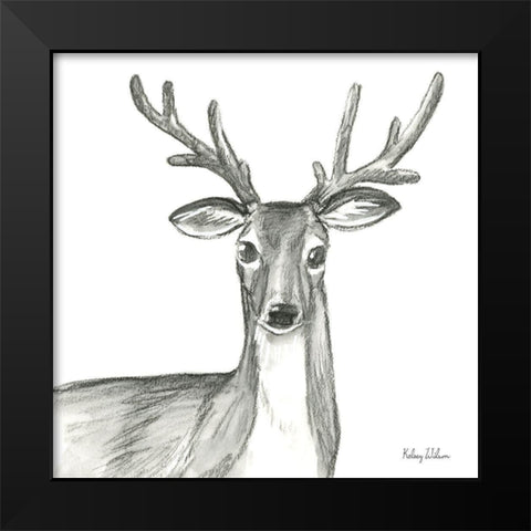 Watercolor Pencil Forest VIII-Deer Black Modern Wood Framed Art Print by Wilson, Kelsey